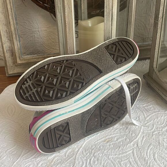Converse Double Tongue Youth Sz 3 Pink Blue Glitter 656035F Unicorn Mermaid Low - Picture 11 of 11